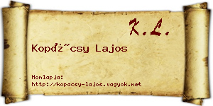 Kopácsy Lajos névjegykártya